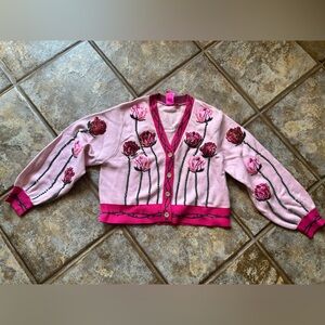 Queen of sparkles Pink Floral Button-Up Cardigan